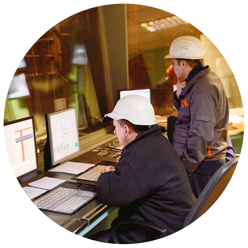 nuclear energy workers at their post
